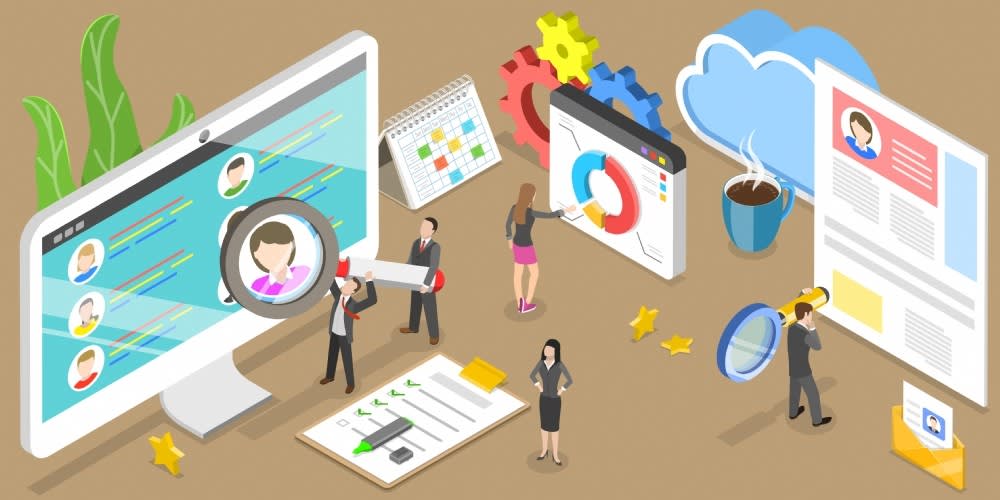 3D Isometric Flat Vector Conceptual Illustration of Client Profile Data Analysis